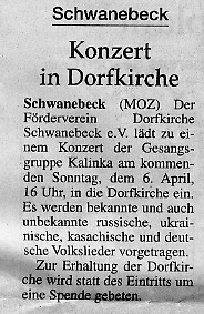 Artikel in der M&auml;rkischen Oderzeitung vom 2.4.2008