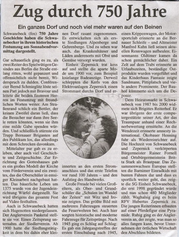 Artikel in der Märkischen Oderzeitung vom 10.9.2007