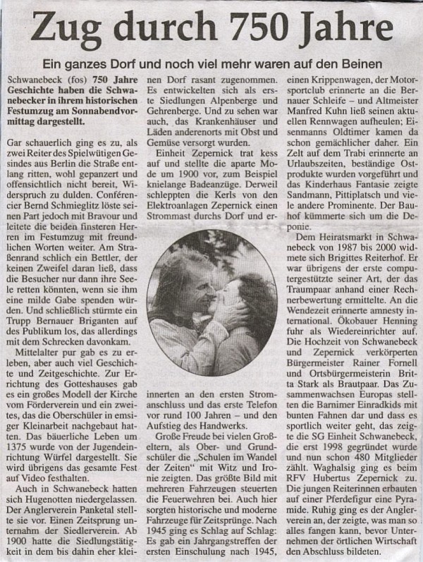 Artikel in der M&auml;rkischen Oderzeitung vom 10.9.2007