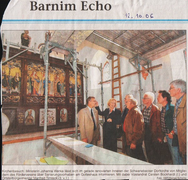 Artikel in der M&auml;rkischen Oderzeitung vom 12.10.2006