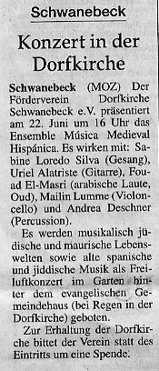Artikel in der Märkischen Oderzeitung vom 14.6.2008