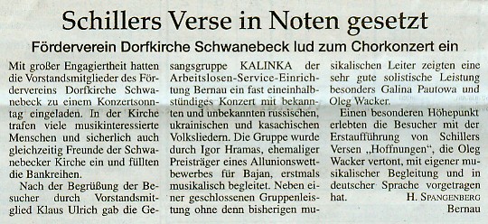 Artikel in der M&auml;rkischen Oderzeitung vom 16.4.2008
