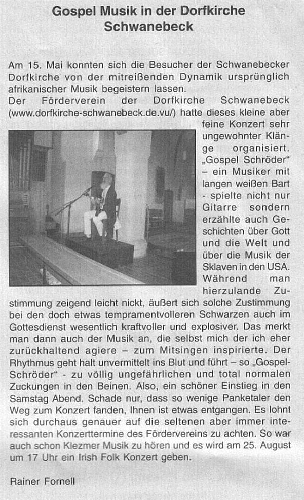 Artikel im Panketal Boten vom 28.5.2004