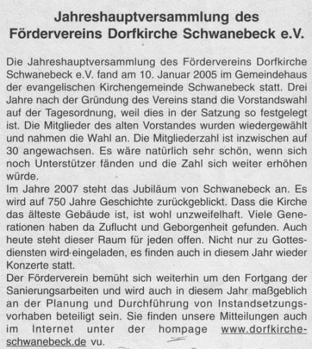 Artikel im Panketal Boten vom 31.1.2005